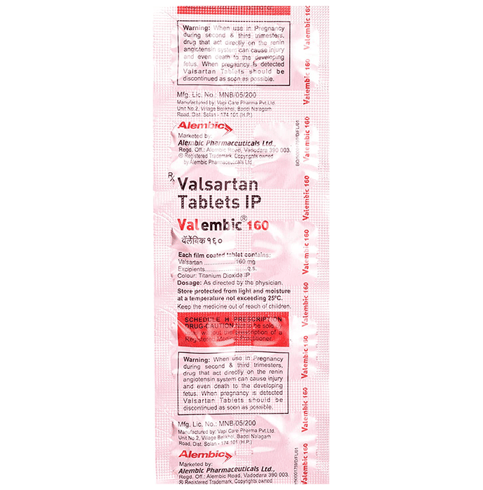 Valembic 160mg Tablet – Valsartan (160mg) 160 mg by Alembic Pharmaceuticals Ltd — photo 1 of 2