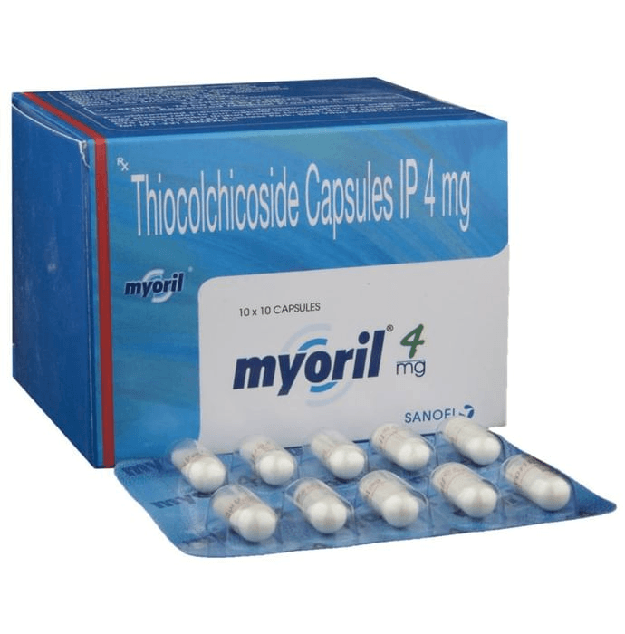 Myoril 4mg Capsule – Thiocolchicoside (4mg) 4 mg by Corona Remedies Pvt Ltd — photo 1 of 6
