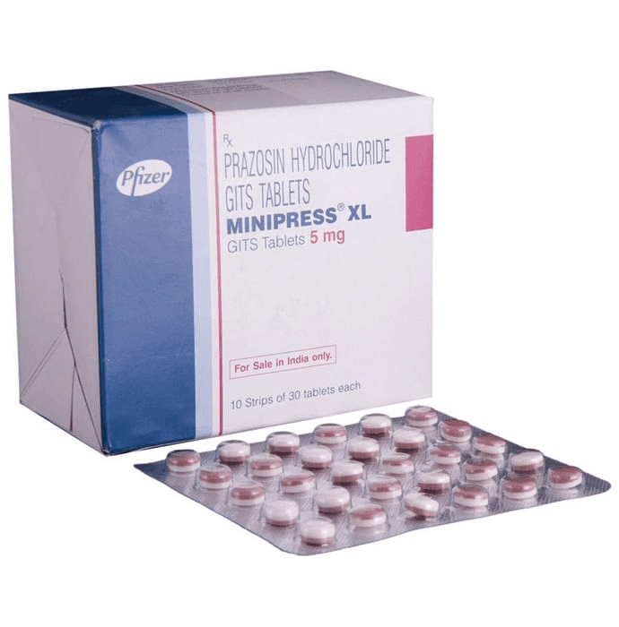 Minipress XL 5mg Tablet – Prazosin (5mg) 5 mg by Pfizer Ltd — photo 1 of 6