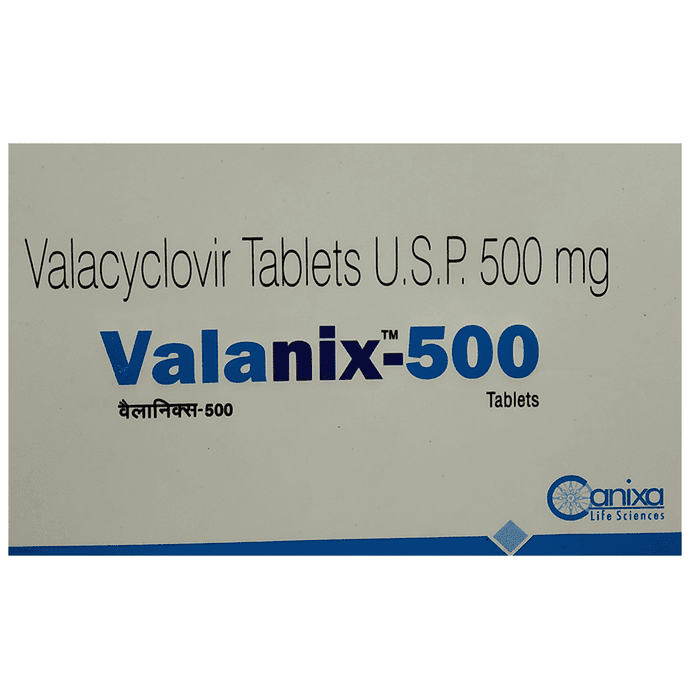 Valanix 500 Tablet – Valacyclovir (500mg) 500 mg by Canixa Life Sciences Pvt Ltd — photo 1 of 3