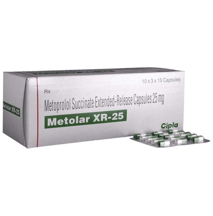Metolar XR 25 Capsule – Metoprolol Succinate (23.75mg) 25 mg by Cipla Ltd — photo 1 of 6