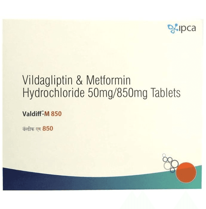 Valdiff-M 850 Tablet – Metformin (850mg) 850 mg by Ipca Laboratories Ltd — photo 1 of 2
