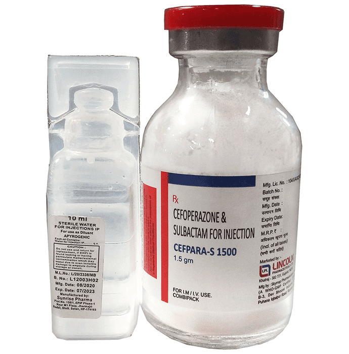 Cefpara-S 1500 Injection – Cefoperazone (1000mg) 1500 mg by Lincoln Pharmaceuticals Ltd — photo 1 of 3