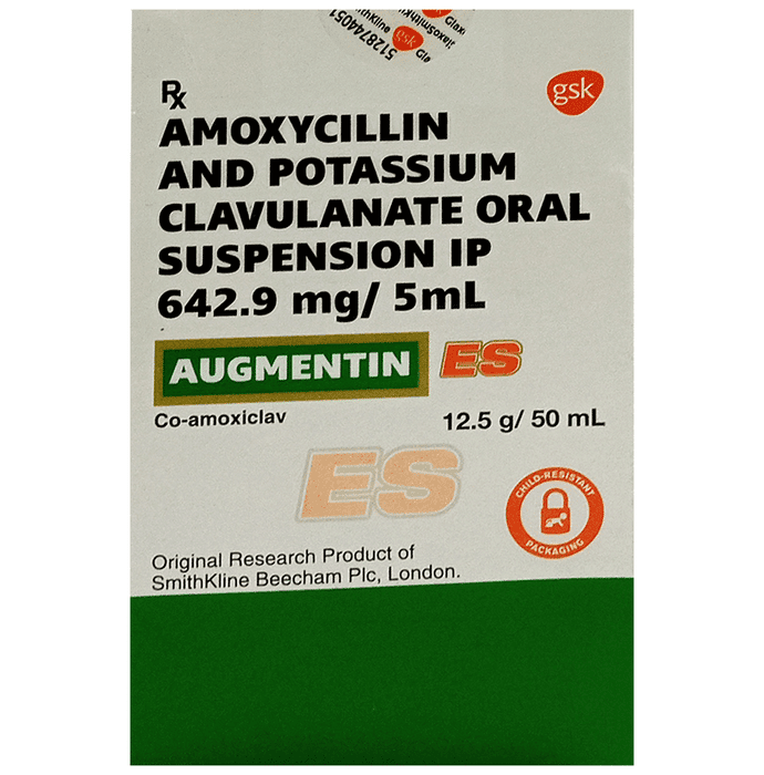 Augmentin ES Oral Suspension – Amoxycillin (600mg/5ml) by Glaxo SmithKline Pharmaceuticals Ltd — photo 1 of 2