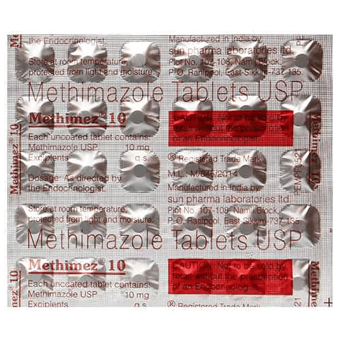 Methimez 10 Tablet – Methimazole (10mg) 10 mg by Sun Pharmaceutical Industries Ltd — photo 1 of 2