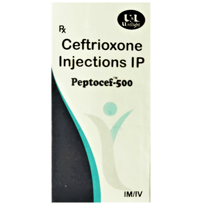 Peptocef 500 Injection – Ceftriaxone (500mg) 500 mg by Unilight Pharma — photo 1 of 2