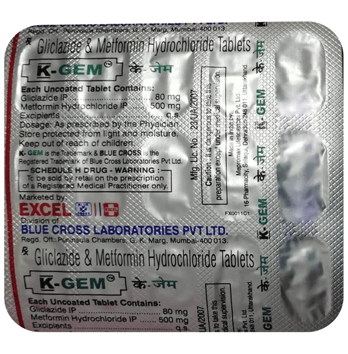 K-Gem Tablet – Gliclazide (80mg) by Blue Cross Laboratories Ltd