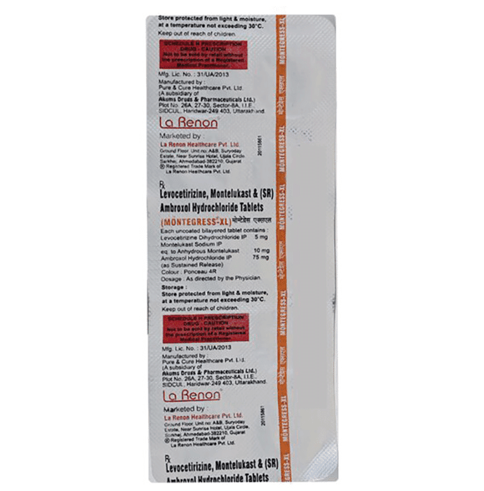 Montegress-XL Tablet SR – Ambroxol (75mg) by La Renon Healthcare Pvt Ltd — photo 1 of 2