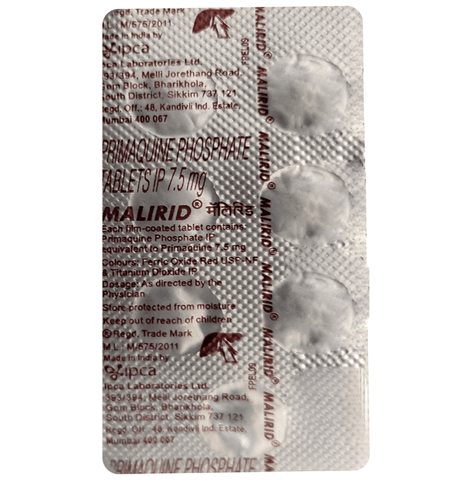Malirid 7.5mg Tablet – Primaquine (7.5mg) 7.5 mg by Ipca Laboratories Ltd — photo 1 of 2