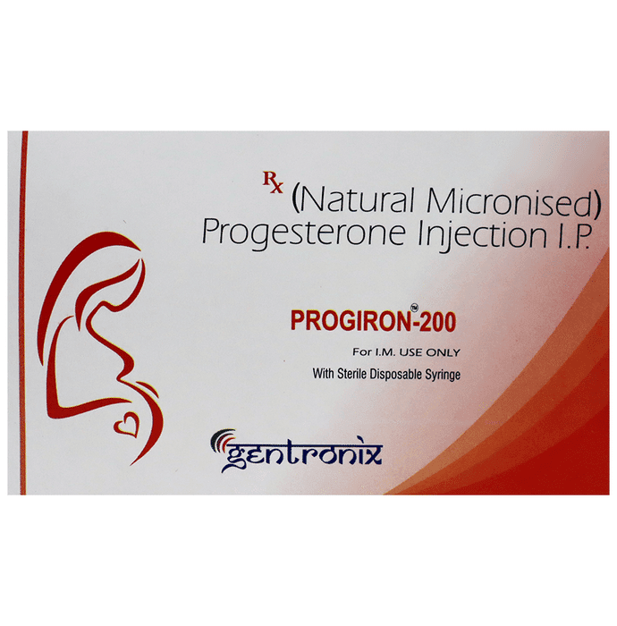 Progiron 200 Injection – Progesterone (Natural Micronized) (200mg) 200 mg by Gentronix Lifecare Pvt Ltd — photo 1 of 2