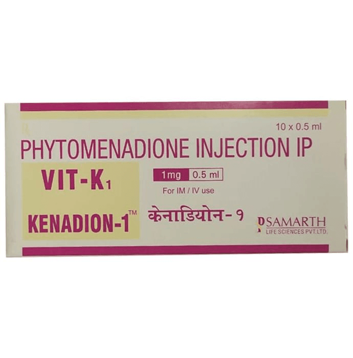 Kenadion 1mg Injection 0.5 ml – Phytomenadione (1mg) 1 mg by Samarth Life Sciences Pvt Ltd