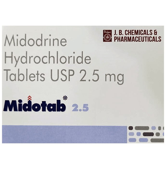 Midotab 2.5 Tablet – Midodrine (2.5mg) 2.5 mg by J B Chemicals and Pharmaceuticals Ltd — photo 1 of 4