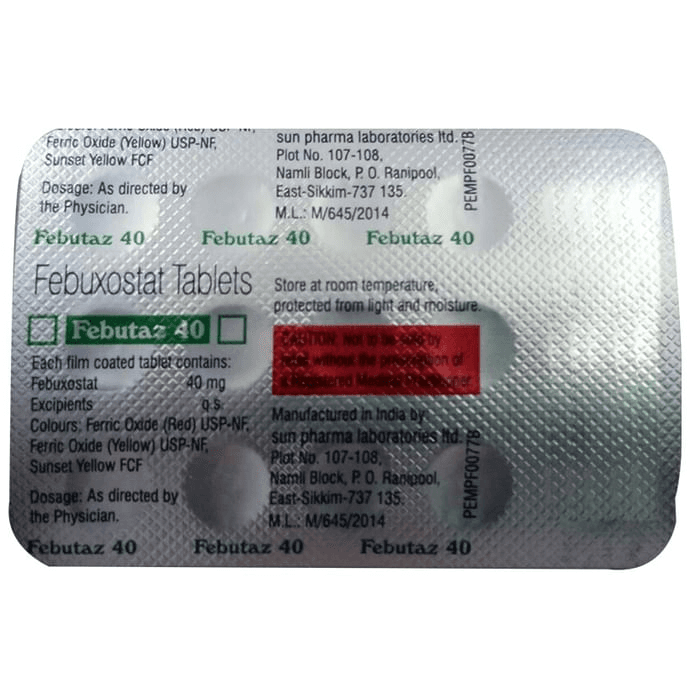 Febutaz 40 Tablet – Febuxostat (40mg) 40 mg by Sun Pharmaceutical Industries Ltd — photo 1 of 2