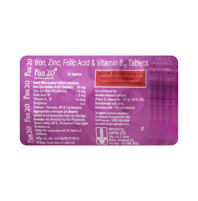 Faa 20 Tablet – 17787e47-322f-47c9-9cbd-41bb9468aecc by Lupin Ltd — photo 1 of 2