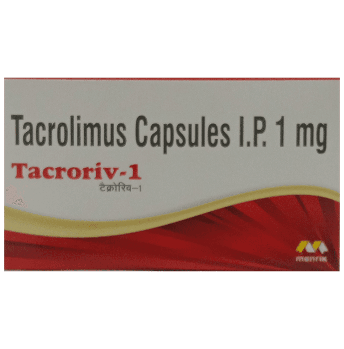 Tacroriv 1mg Capsule – Tacrolimus (1mg) 1 mg by Menrik Biomerge Pvt Ltd — photo 1 of 2