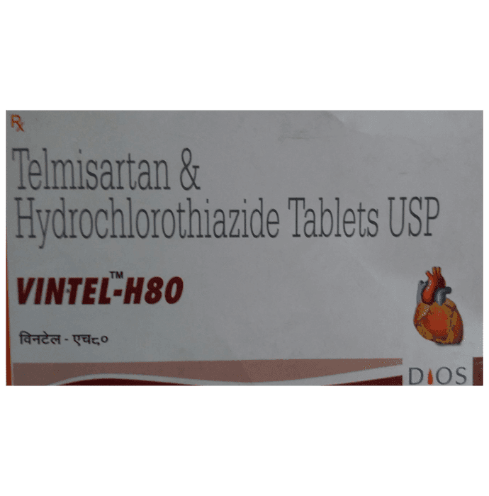 Vintel-H 80 Tablet – Telmisartan (80mg) 80 mg by Dios Lifesciences Pvt Ltd
