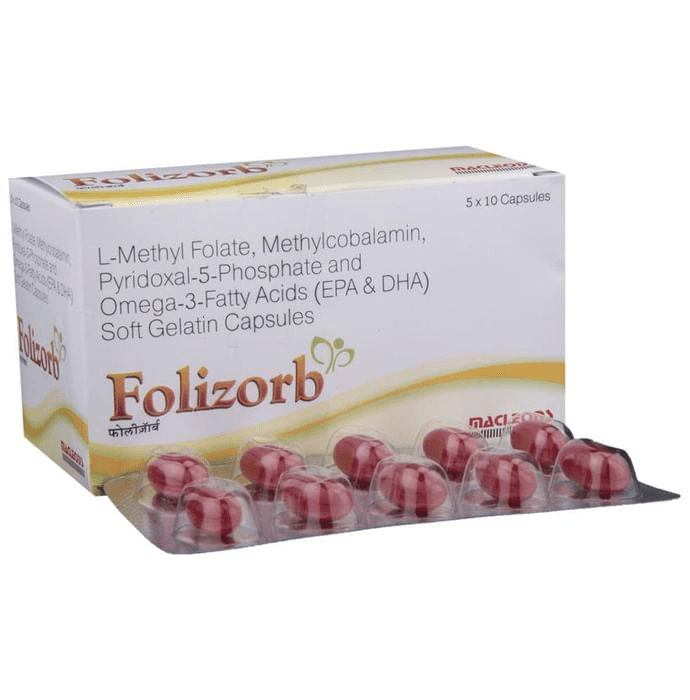 Folizorb Soft Gelatin Capsule – Docosahexanoic acid(DHA) (60mg) by Macleods Pharmaceuticals Pvt Ltd — photo 1 of 6