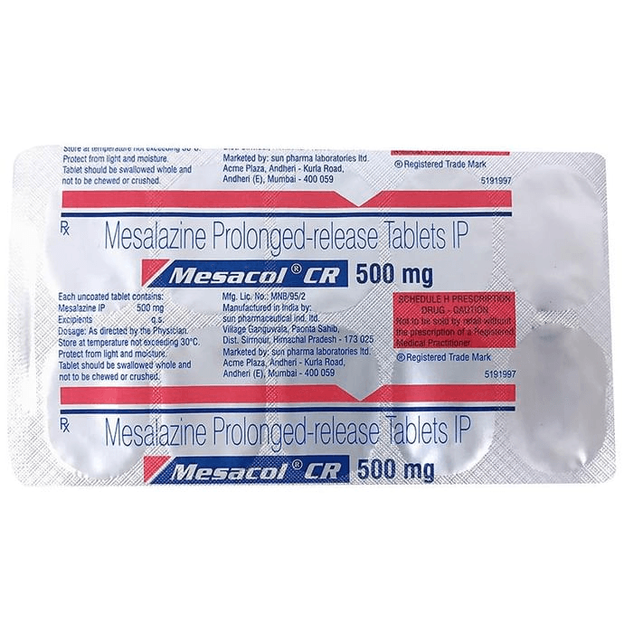 Mesacol CR 500mg Tablet – Mesalazine (500mg) 500 mg by Sun Pharmaceutical Industries Ltd — photo 1 of 2