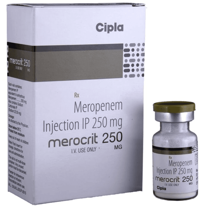 Merocrit 250mg Injection – Meropenem (250mg) 250 mg by Cipla Ltd — photo 1 of 5