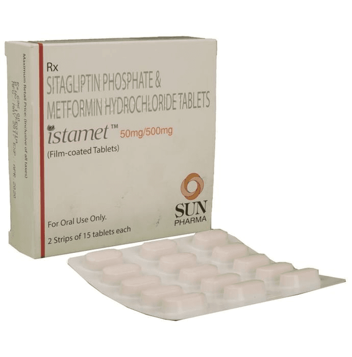 Istamet 50mg/500mg Tablet – Sitagliptin (50mg) 50 mg by Sun Pharmaceutical Industries Ltd — photo 1 of 5