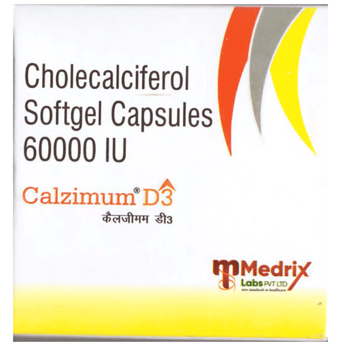 Calzimum D3 Softgel Capsule – Vitamin D3 (60000IU) by Medrix Labs Private Limited — photo 1 of 2