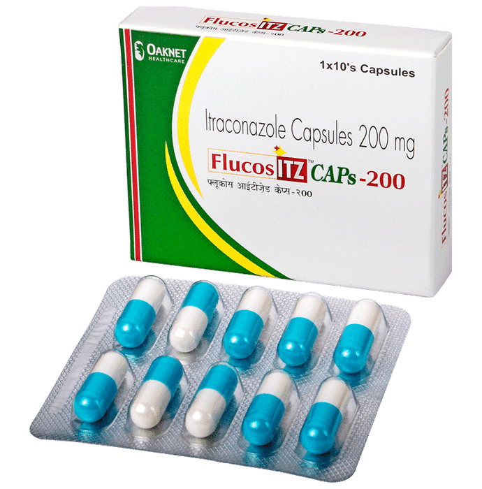 Flucos ITZ 200 Capsule – Itraconazole (200mg) 200 mg by Oaknet Healthcare Pvt Ltd