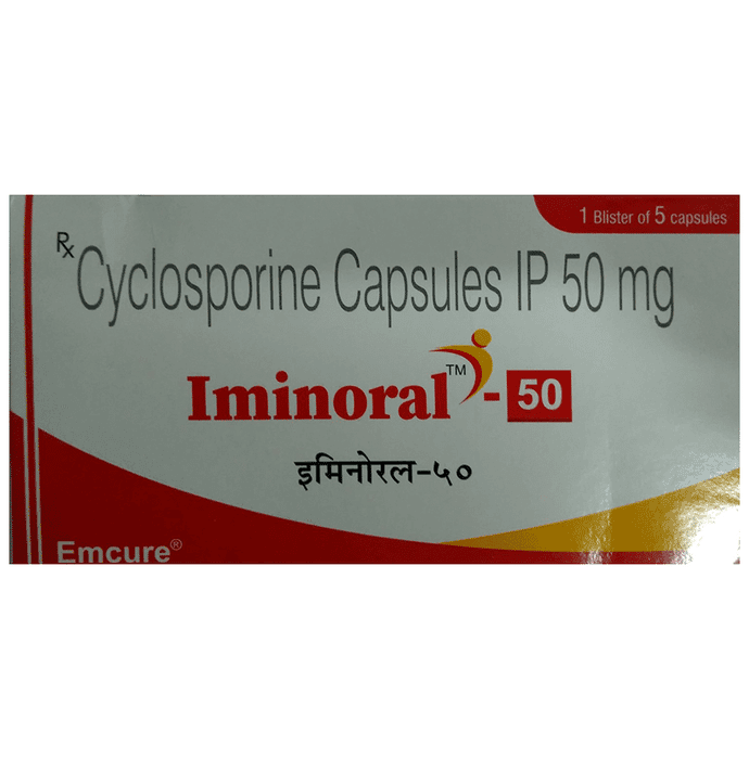 Iminoral 50 Capsule – Ciclosporin (50mg) 50 mg by Emcure Pharmaceuticals Ltd — photo 1 of 2