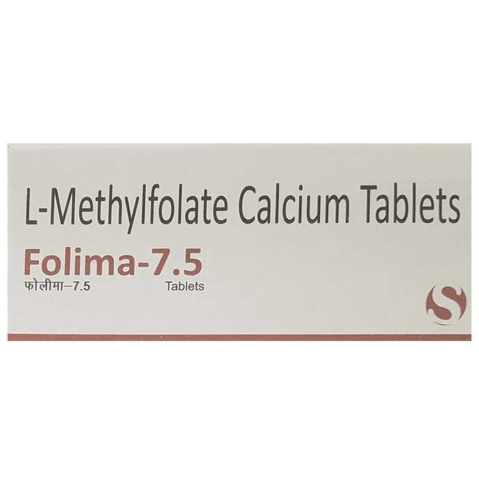 Folima 7.5 Tablet – L-Methyl Folate Calcium (7.5mg) 7.5 mg by Solarium Pharmaceuticals