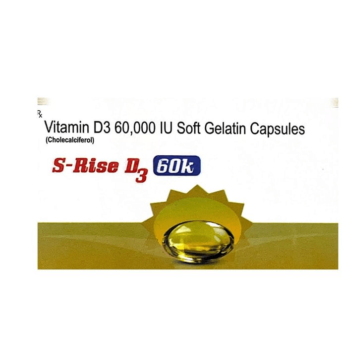 S-Rise D3 60K Soft Gelatin Capsule – Vitamin D3 (60000IU) by Cnscure India Pvt Ltd — photo 1 of 2