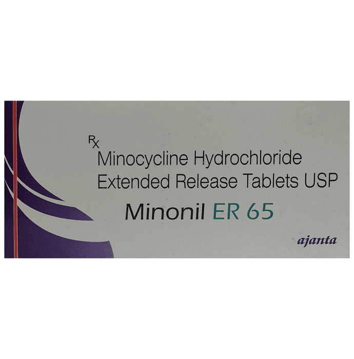 Minonil ER 65 Tablet – Minocycline (65mg) 65 mg by Ajanta Pharma Ltd — photo 1 of 4