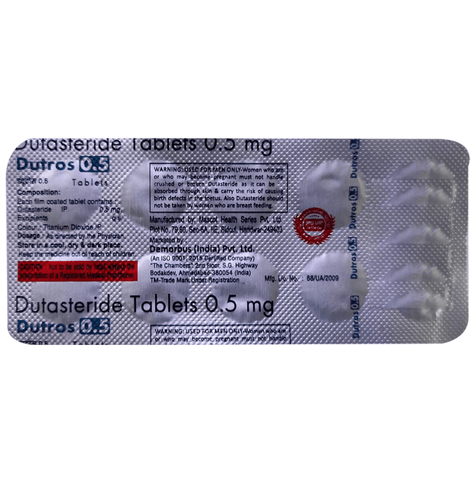 Dutros 0.5 Tablet – Dutasteride (0.5mg) 0.5 mg by Demorbus India Pvt Ltd — photo 1 of 2