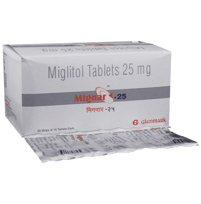 Mignar 25 Tablet – Miglitol (25mg) 25 mg by Glenmark Pharmaceuticals Ltd — photo 1 of 5