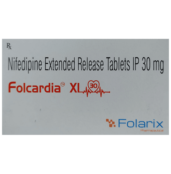 Folcardia XL 30 Tablet – Nifedipine (30mg) 30 mg by Folarix Pharmaceutical — photo 1 of 4