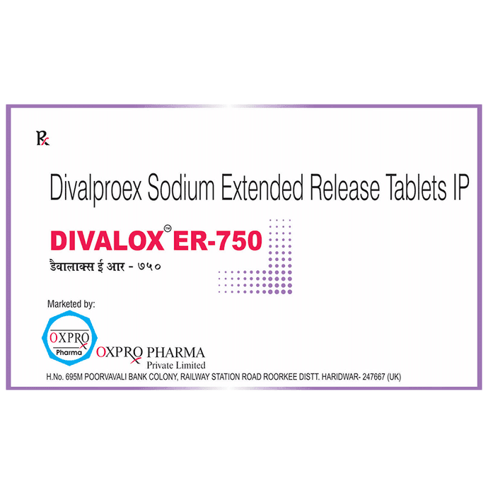 Divalox ER 750 Tablet – Divalproex (750mg) 750 mg by Oxpro Pharma Private Limited