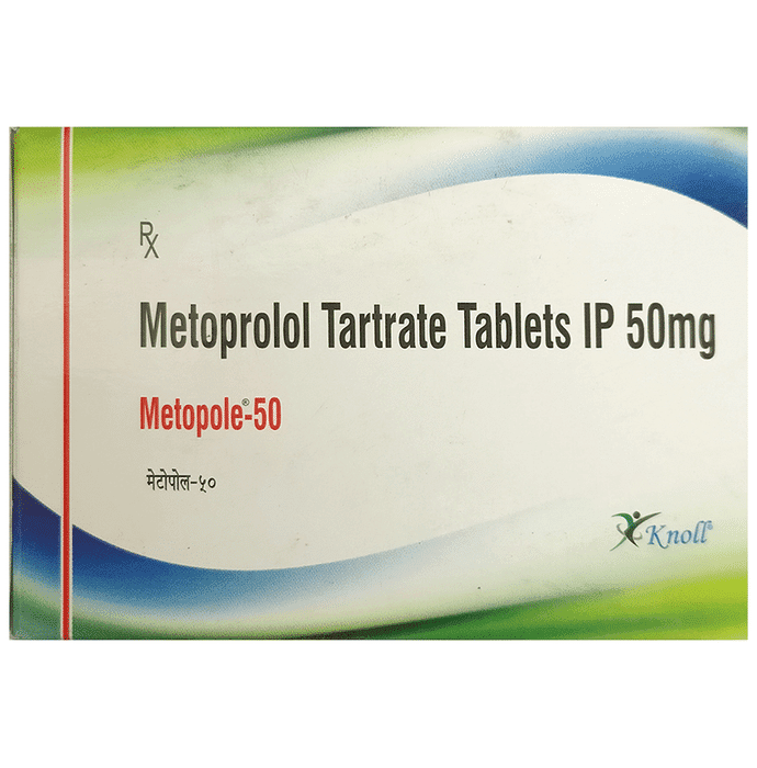 Metopole 50 Tablet – Metoprolol Tartrate (50mg) 50 mg by Knoll Pharmaceuticals Ltd — photo 1 of 3