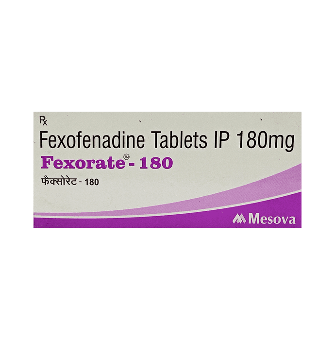 Fexorate 180 Tablet – Fexofenadine (180mg) 180 mg by Mesova Pharmaceuticals — photo 1 of 3