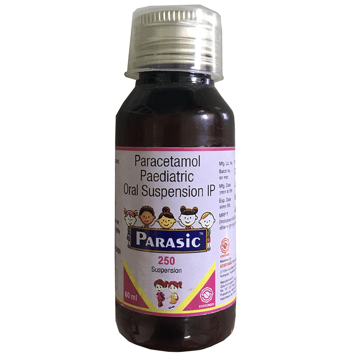Parasic 250 Oral Suspension – Paracetamol (250mg/5ml) 250 mg by Systomed Pharmaceuticals Private Limited — photo 1 of 2