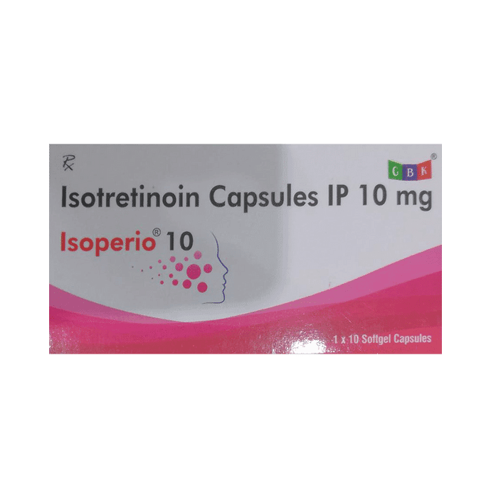 Isoperio 10mg Capsule – Isotretinoin (10mg) 10 mg by GBK Healthcare — photo 1 of 2