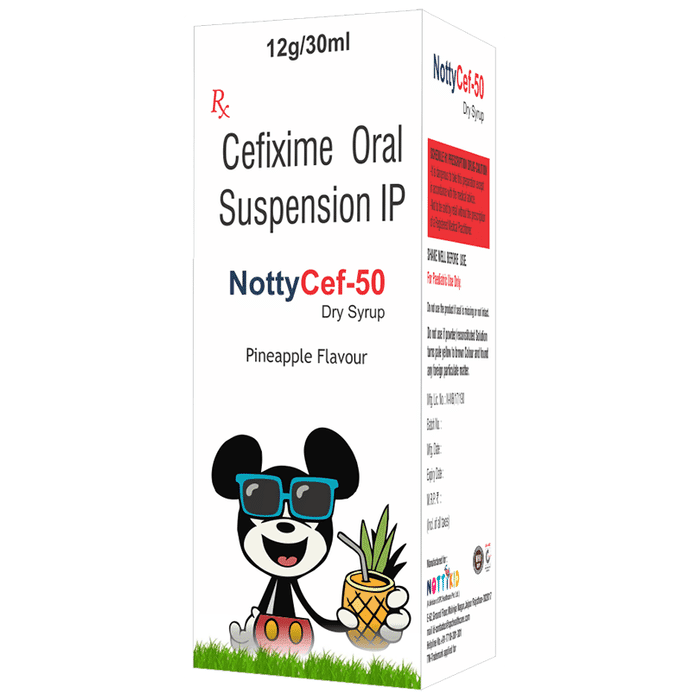 Nottycef 50 Dry Syrup – Cefixime (50mg/5ml) 50 mg by Spc Healthcare Private Limited