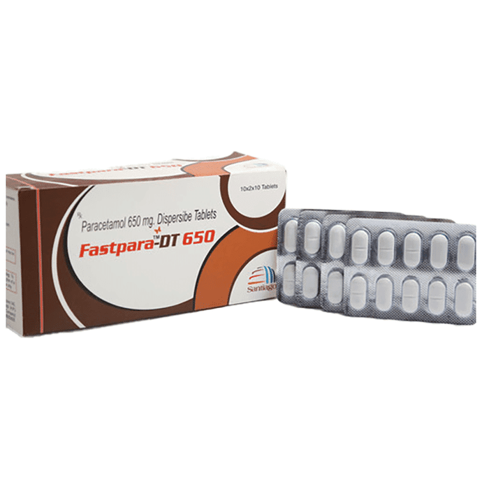 Fastpara 650mg Tablet DT – Paracetamol (650mg) 650 mg by Santiago Lifesciences Pvt Ltd