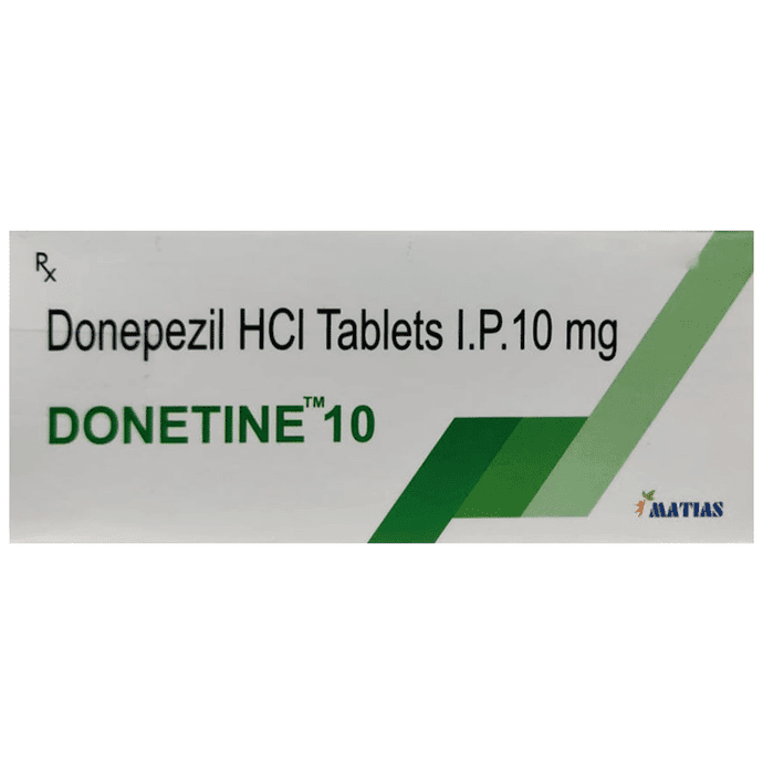 Donetine 10 Tablet – Donepezil (10mg) 10 mg by Matias Healthcare Pvt Ltd — photo 1 of 2