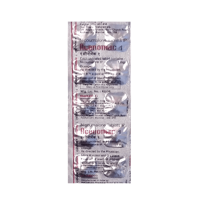 Acenomac 1 Tablet – Acenocoumarol (1mg) 1 mg by Macleods Pharmaceuticals Pvt Ltd