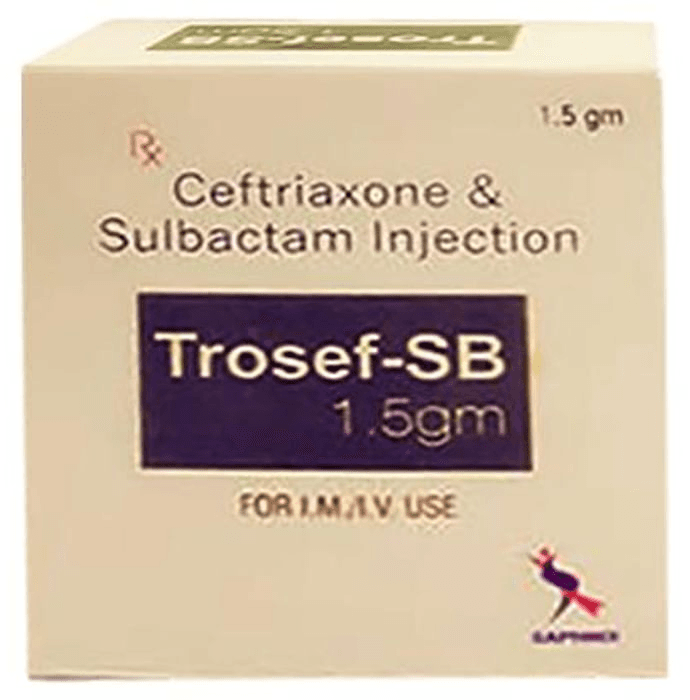 Trosef-SB 1.5gm Injection – Ceftriaxone (1000mg) 1 mg by Saphnix Life Sciences