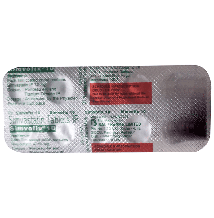 Simvofix 10mg Tablet