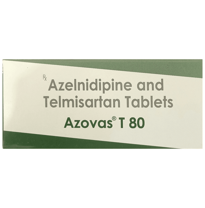 Azovas T 80 Tablet – Telmisartan (80mg) 80 mg by J B Chemicals and Pharmaceuticals Ltd — photo 1 of 2