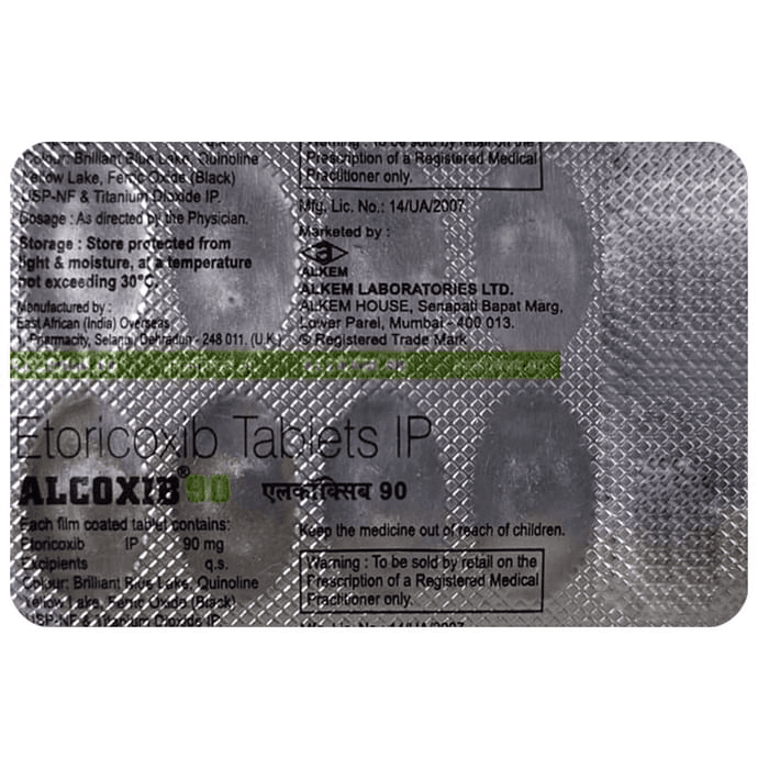 Alcoxib 90mg Tablet – Etoricoxib (90mg) 90 mg by Alkem Laboratories Ltd — photo 1 of 2