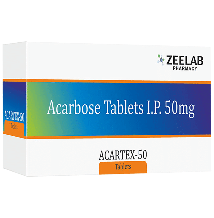 Acartex 50 Tablet – Acarbose (50mg) 50 mg by Zeelab Pharmacy Pvt Ltd