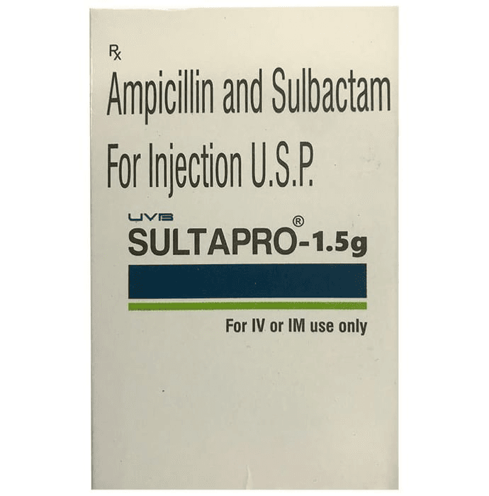 Sultapro 1.5gm Injection – Ampicillin (1000mg) 1 mg by Uvb Healthcare Pvt Ltd — photo 1 of 3