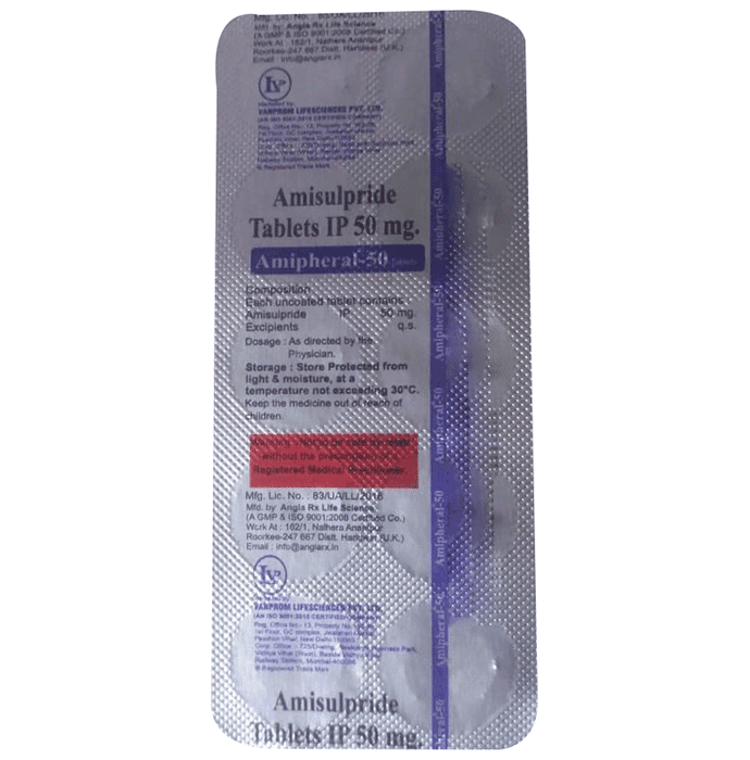 Amipheral 50mg Tablet – Amisulpride (50mg) 50 mg by Vanprom Lifesciences Pvt Ltd