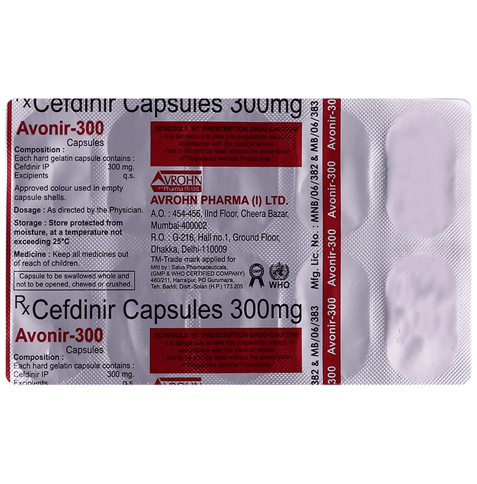 Avonir 300 Capsule – Cefdinir (300mg) 300 mg by Avrohn Pharma I Limited — photo 1 of 2